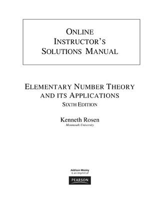 Preview of Instructor’s Solutions Manual for Elementary Number Theory and Its Applications 6th Editio
