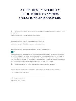 Preview of ATI PN  BEST MATERNITY   PROCTORED EXAM 2025   QUESTIONS AND ANSWERS