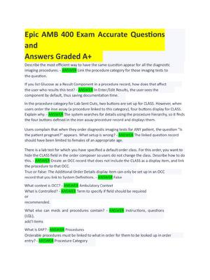 Preview of Epic AMB 400 Exam Accurate Questions  and     Answers Graded A+