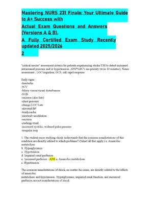 Preview of Mastering NURS 231 Finals: Your Ultimate Guide  to A+ Success with  Actual Exam Questions
