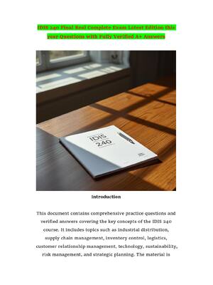 Preview of IDIS 240 Final Real Complete Exam Latest Edition this year Questions with Fully Verified A