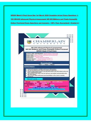 Preview of NR509 Week 8 Final Exam Due 22nd December 2025  Complete Actual Exam Questions 1- 100 NR-5