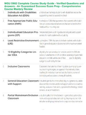 Preview of WGU D662 Complete Course Study Guide - Verified Questions and Answers - A+ Guaranteed Succ