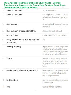 Preview of WGU Applied Healthcare Statistics Study Guide - Verified Questions and Answers - A+ Guaran