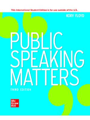 Preview of eBook ISE PDF Public Speaking Matters 3rd Edition By Kory Floyd
