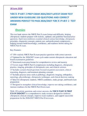 Preview of NBCE PART 2 PREP EXAM 2026/2027 LATEST EXAM TEST  UNDER NEW GUIDELINE 150 QUESTIONS AND CO