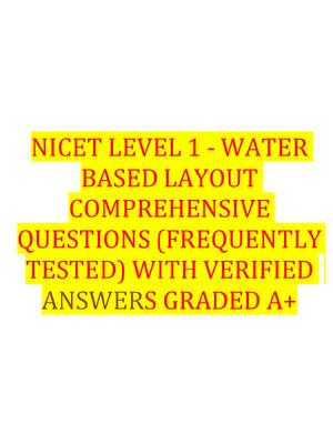 Preview of NICET LEVEL 1 - WATER BASED LAYOUT COMPREHENSIVE QUESTIONS (FREQUENTLY TESTED) WITH VERIFI
