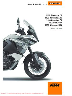 Preview of KTM 1190 Adventure 2014 Factory Service Repair Manual