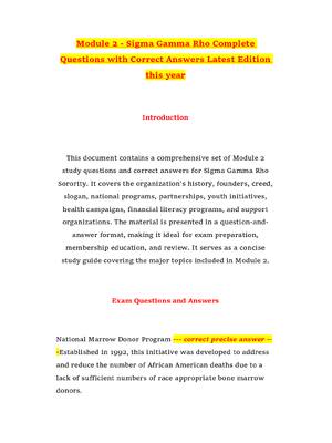 Preview of Module 2 - Sigma Gamma Rho Complete Questions with Correct Answers Latest Edition this yea