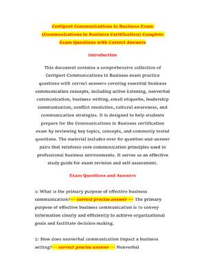 Preview of Certiport Communications in Business Exam (Communications in Business Certification) Compl