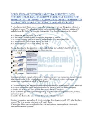 Preview of NCLEX PN EXAM TEST BANK AND STUDY GUIDE WITH NGN | ACCURATE REAL EXAM QUESTIONS CURRENTLY