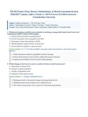 Preview of NR 304 Health Assessment II Exam 2: (Latest 2026/2027 Update) Musculoskeletal &amp; Neurological Assessment | Q&amp;A | Grade A | 100% Correct (Verified Answers) – Chamberlain University