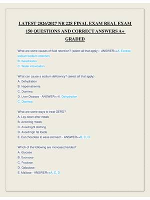 Preview image for LATEST 2026/2027 NR 228 FINAL EXAM REAL EXAM  150 QUESTIONS AND CORRECT ANSWERS A+  GRADED