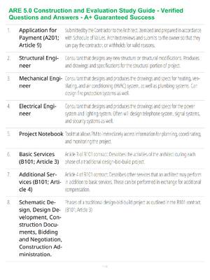 Preview of ARE 5.0 Construction and Evaluation Study Guide - Verified Questions and Answers - A+ Guar