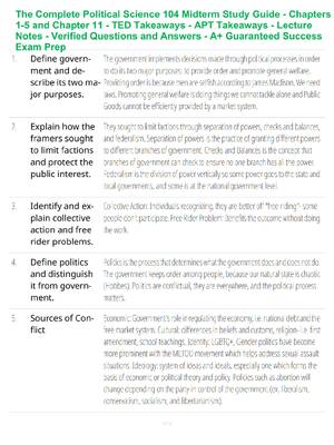 Preview of The Complete Political Science 104 Midterm Study Guide - Chapters 1-5 and Chapter 11 - TED