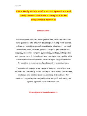 Preview of ABSA Study Guide 2026 – Actual Questions and 100% Correct Answers – Complete Exam Preparat