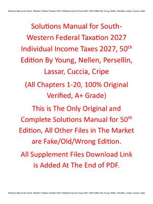 Preview of Solutions Manual South-Western Federal Taxation 2027 Individual Income Taxes, 50th Edition