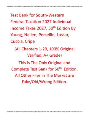 Preview of Test Bank South-Western Federal Taxation 2027 Individual Income Taxes, 50th Edition By You