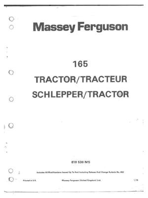 Preview of Massey Ferguson 165 Tractor Service Parts Gas Diesel Engine Manual