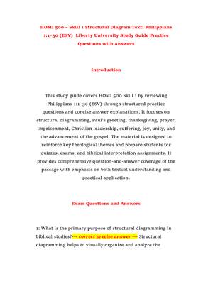 Preview of HOMI 500 – Skill 1 Structural Diagram Text: Philippians 1:1–30 (ESV)  Liberty University S