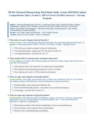 Preview of NR 565 Advanced Pharmacology Final Study Guide: (Latest 2025/2026 Update) Comprehensive Q&amp;A | Grade A | 100% Correct (Verified Answers) – Nursing Program