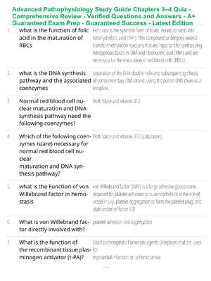 Preview of Advanced Pathophysiology Study Guide Chapters 3–4 Quiz - Comprehensive Review - Verified Questions and Answers - A+ Guaranteed Exam Prep - Guaranteed Success - Latest Edition