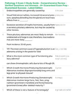 Preview of Pathology II Exam 3 Study Guide - Comprehensive Review - Verified Questions and Answers - A+ Guaranteed Exam Prep - Guaranteed Success - Latest Edition