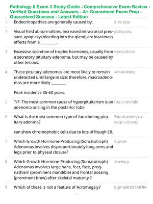 Preview of Pathology II Exam 3 Study Guide - Comprehensive Exam Review - Verified Questions and Answers - A+ Guaranteed Exam Prep - Guaranteed Success - Latest Edition