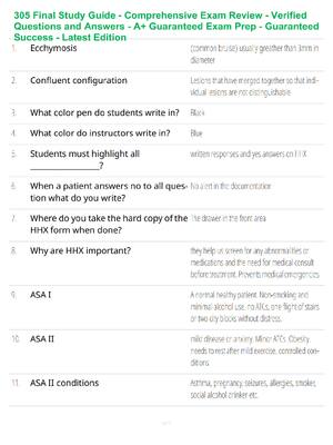 Preview of 305 Final Study Guide - Comprehensive Exam Review - Verified Questions and Answers - A+ Gu
