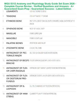 Preview of WGU D312 Anatomy and Physiology Study Guide Set Exam 2026 - Complete Course Review - Verif