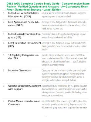 Preview of D662 WGU Complete Course Study Guide - Comprehensive Exam Review - Verified Questions and