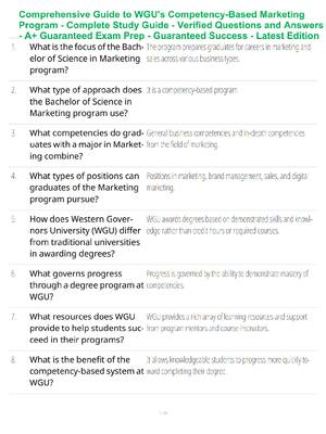 Preview of Comprehensive Guide to WGU's Competency-Based Marketing Program - Complete Study Guide - V