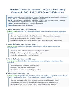 Preview image for NR 602 Health Policy & Environmental Law Exam 1: (Latest Update) Comprehensive Q&A | Grade A | 100% Correct (Verified Answers)