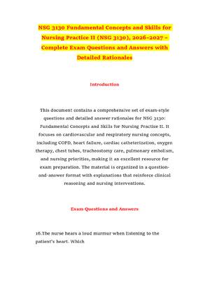 Preview of NSG 3130 Fundamental Concepts and Skills for Nursing Practice II (NSG 3130), 2026–2027 – C