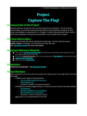 Preview of Project Capture The Flag! CS 6035: Introduction to Information Security