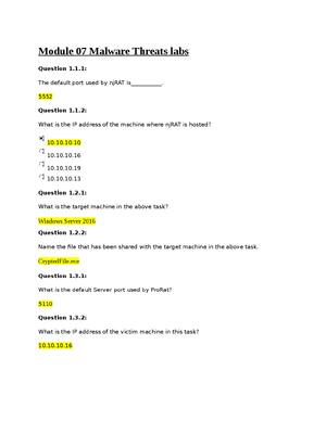 Preview of Malware Threats labs Module 07. CMIT 321: Ethical Hacking