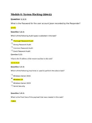 Preview of System Hacking Module 6 CMIT 321: Ethical Hacking