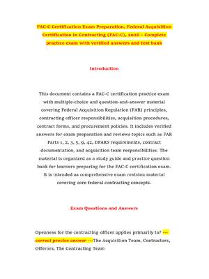 Preview of FAC-C Certification Exam Preparation, Federal Acquisition Certification in Contracting (FA