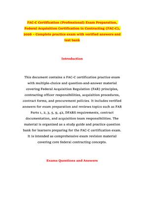Preview of FAC-C Certification (Professional) Exam Preparation, Federal Acquisition Certification in