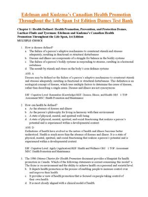 Preview of Edelman and Kudzma’s Canadian Health Promotion Throughout the Life Span 1st Edition Dames