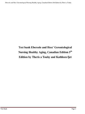 Preview of Ebersole and Hess' Gerontological Nursing Healthy Aging, Canadian Edition 5th Edition by Theris a Touhy