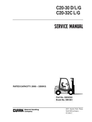 Preview of CLARK C20-30 D L G C20-32C L/D FORKLIFT SERVICE REPAIR SHOP MANUAL