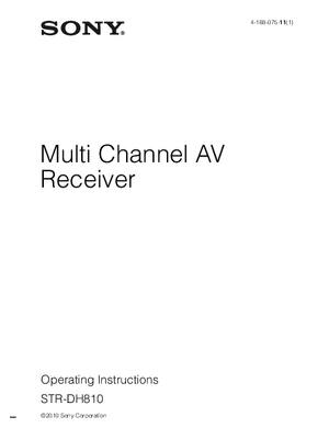 Preview of Sony STR-DH810 AV Receiver owner instruction manual