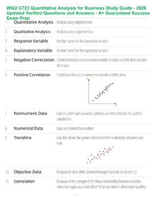Preview of WGU C723 Quantitative Analysis for Business Study Guide - 2026 Updated Verified Questions