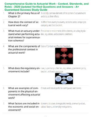 Preview of Comprehensive Guide to Actuarial Work - Context, Standards, and Roles - 2026 Updated Verified Questions and Answers - A+ Guaranteed Success Study Guide