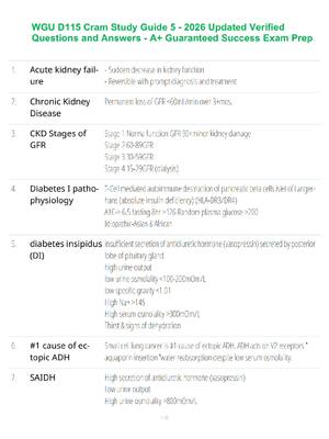 Preview of WGU D115 Cram Study Guide 5 - 2026 Updated Verified Questions and Answers - A+ Guaranteed Success Exam Prep