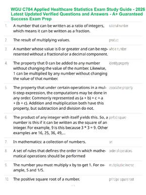 Preview of WGU C784 Applied Healthcare Statistics Exam Study Guide - 2026 Latest Updated Verified Que