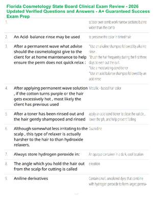 Preview of Florida Cosmetology State Board Clinical Exam Review - 2026 Updated Verified Questions and