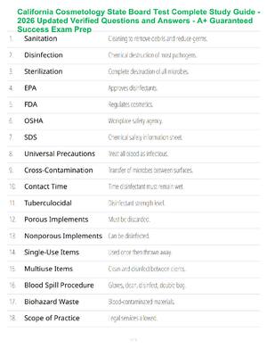 Preview of California Cosmetology State Board Test Complete Study Guide - 2026 Updated Verified Quest