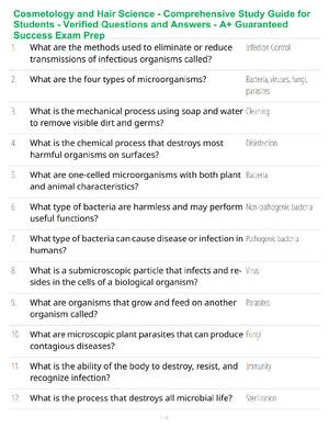 Preview of Cosmetology and Hair Science - Comprehensive Study Guide for Students - Verified Questions